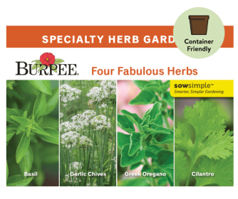 Burpee Four Fabulous Herbs Starter Garden Herb Seed Collection - Non-GMO, Specialty Herb Gardening Seeds, 2.63g, 1-Pack
