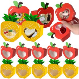 20 Mini Gift Boxes with Window 3D Apple Pineapple Shaped Baking Box Paper Treat Box Container Dessert Pastry Candy Packaging for Summer Hawaiian