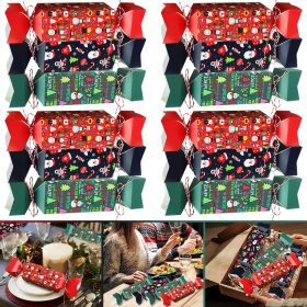 12 Pcs Christmas Candy Boxes with Ropes Cartoon Cartoon Santa Claus Elk Snowman Pattern Treat Gift Box Paper Candy Shaped Cookies Goodies Boxes f