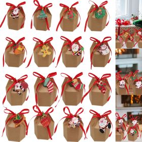 24 Pcs Christmas Gift Boxes with Ribbon and Cards Cartoon Santa Claus Reindeer Snowman Pattern Box Paper Cookies Candy Treat Boxes for Christmas